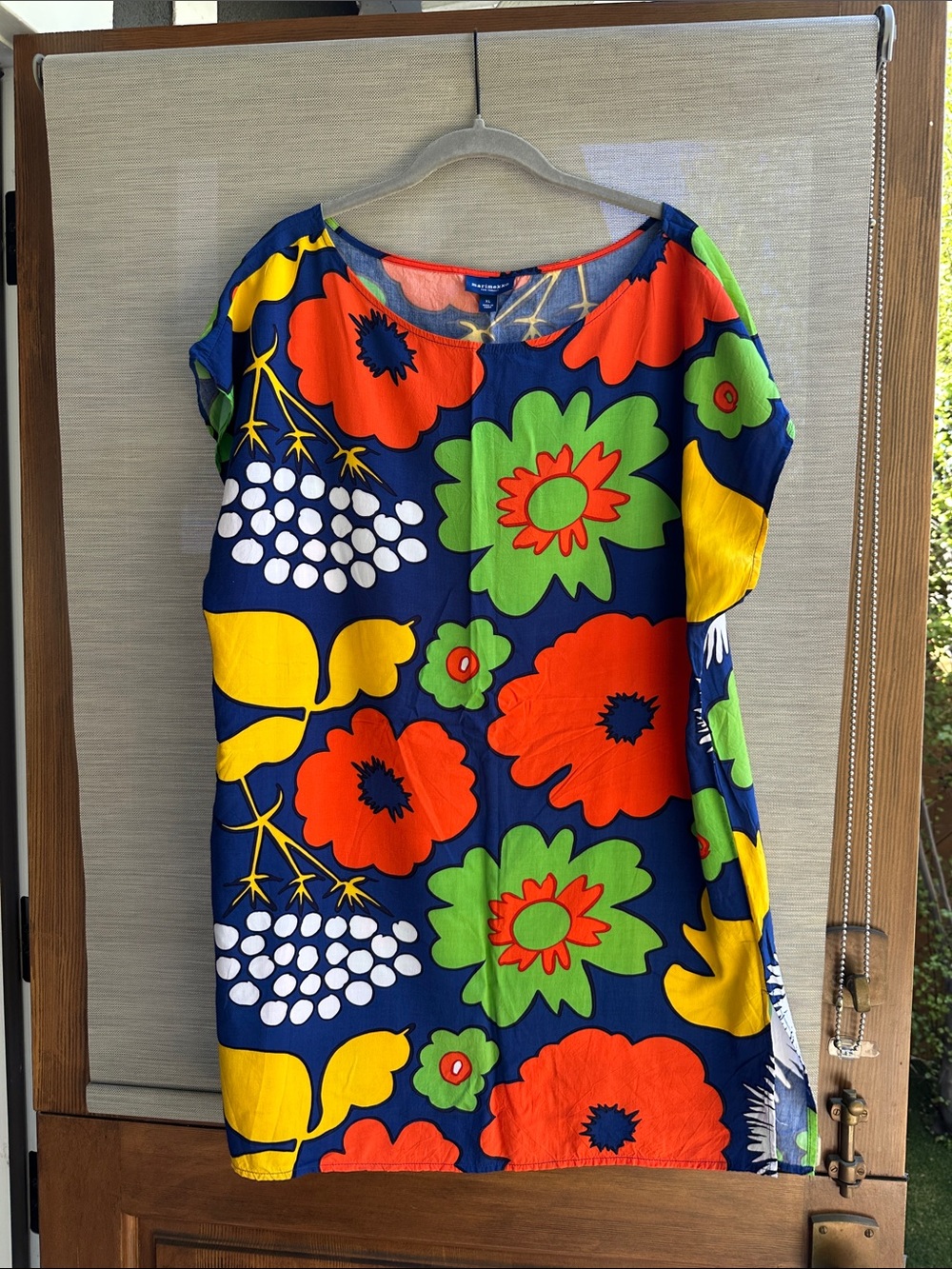 Marimekko Navy Dress with Red, Yellow & Coral Floral Print - Target collab
